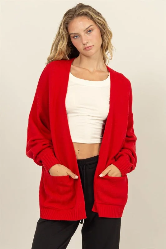 boyfriend style women cardigan for a relaxed fitOversized Open-Front Cardigan Sweater