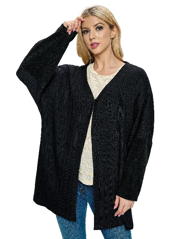 v neck women cardigan to elongate the necklineCardigan Oversized Casual Ribbed