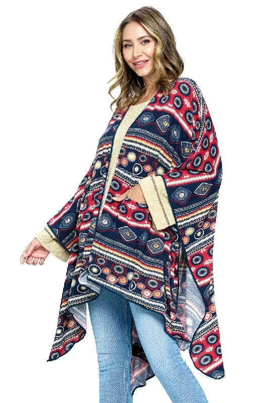 organic cotton women cardigan for an eco - friendly choiceWrap Tribal Print Loose Fit