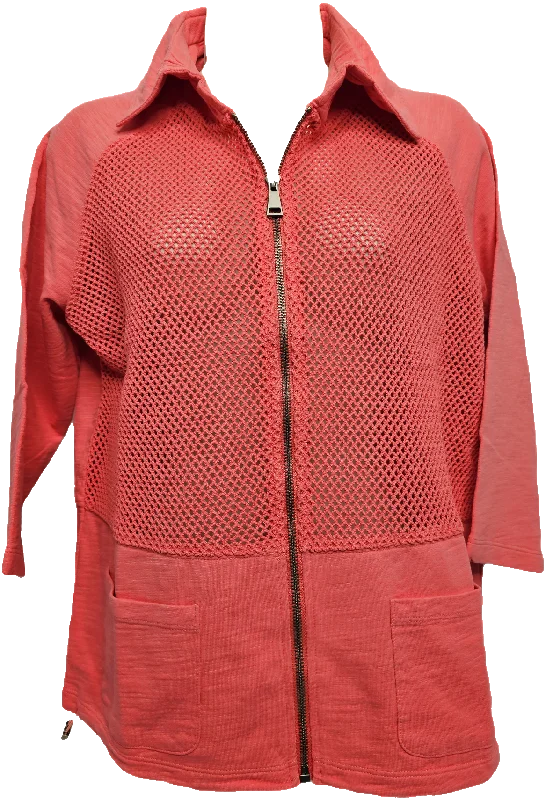 maternity women cardigan for expecting momsJacket - Mesh 3/4 Sleeve - Coral Reef -  24101MLT