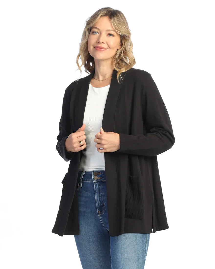 boyfriend style women cardigan for a relaxed fitJess & Jane M90-Jet Black Kimano Jacket