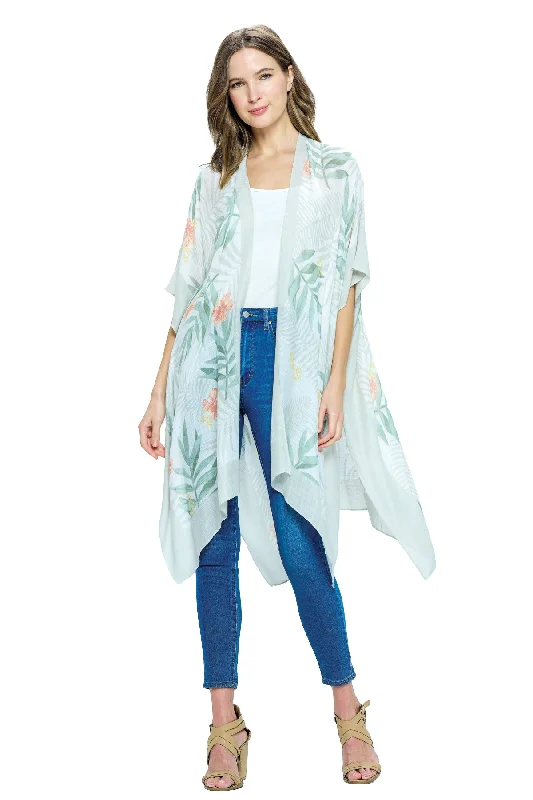 organic cotton women cardigan for an eco - friendly choiceKimono Floral Leaf