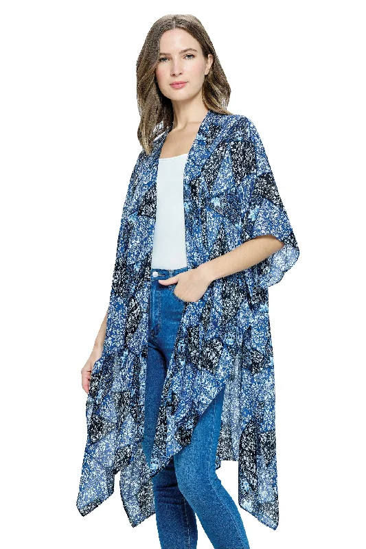 plus size women cardigan for comfortable layeringKimono Floral Patchwork Print