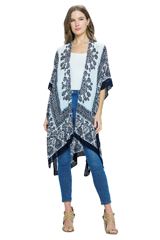 open front women cardigan for easy stylingKimono Patterned Floral