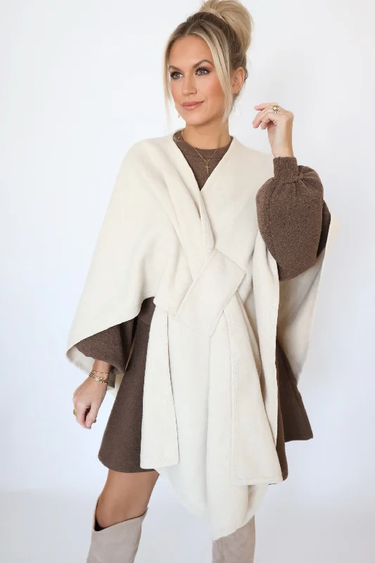 oversized women cardigan for a trendy and cozy lookRae Pull Through Wrap- Oatmeal