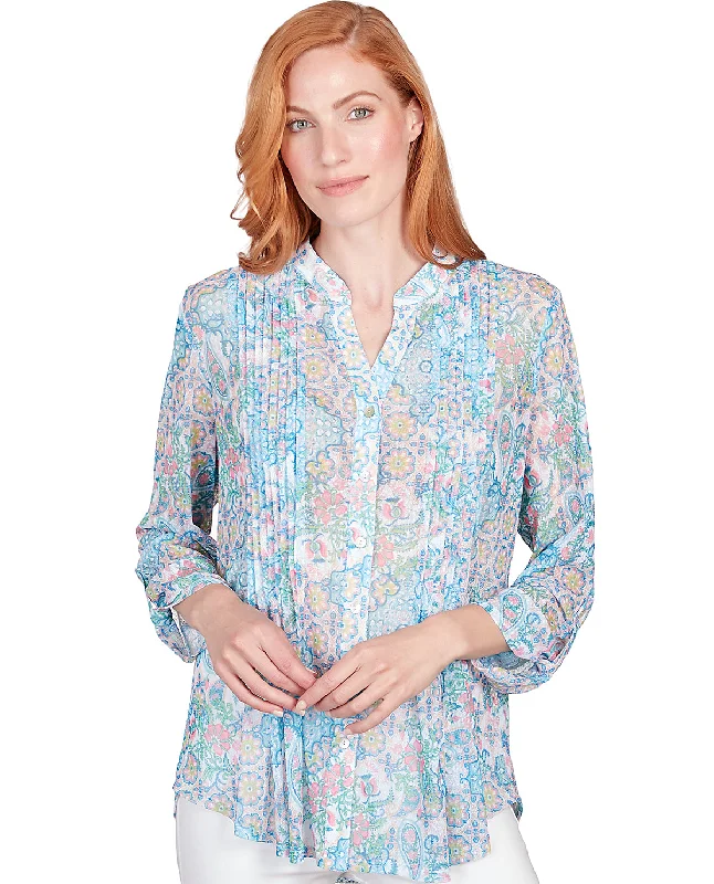 cropped women cardigan to pair with high - waisted jeansRuby Road Garden Variety Paisley Knit Top