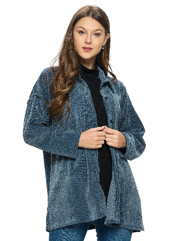 open front women cardigan for easy stylingShacket Casual Ribbed Oversized