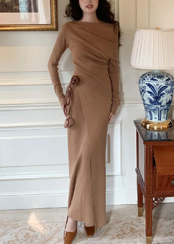 Sleeveless Women's Silk - Trimmed Sweaters for SummerSlim Fit Camel Asymmetrical Tie Waist Sweaters And Maxi Skirts Wool Knit Two Pieces Set Winter Sleeveless Women's Silk - Trimmed Sweaters for SummerSlim Fit Camel Asymmetrical Tie Waist Sweaters And Maxi Skirts Wool Knit Two Pieces Set Winter