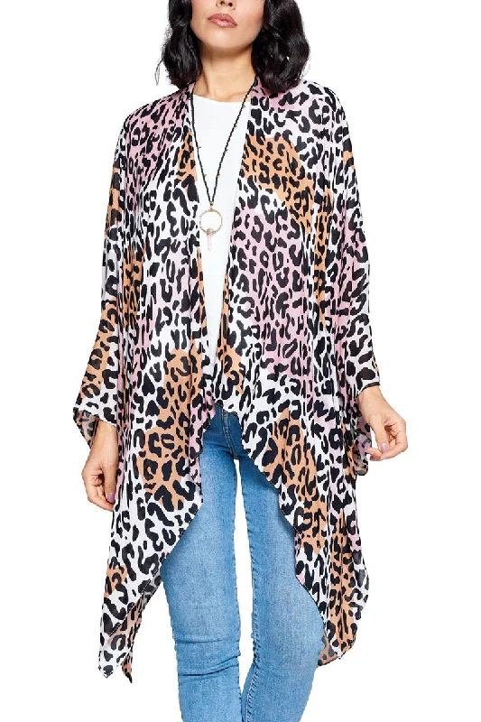 cropped women cardigan to pair with high - waisted jeansWrap Animal Print Side Slits