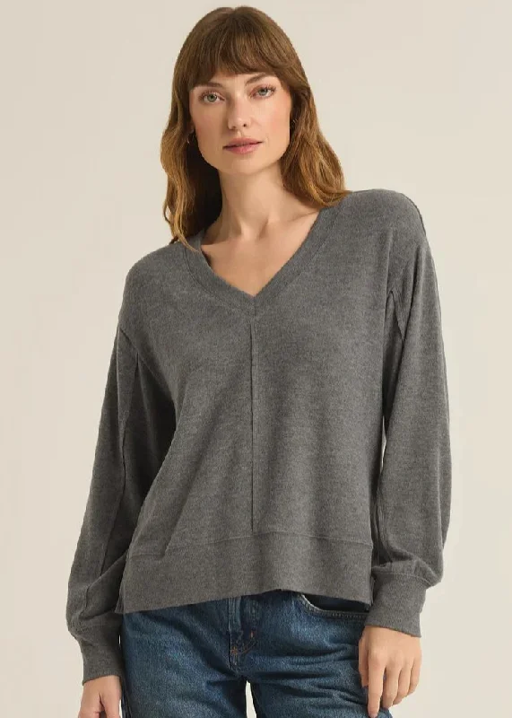 v neck women cardigan to elongate the necklineZ-Supply Wilder Cloud V-Neck Top