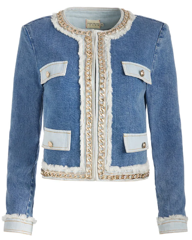 Ripped women jeans for a rebellious and fashion - forward styleAvery Blue Landon Crop Denim Jacket