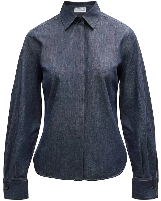 Cargo women jeans with multiple pockets for added functionalityBlue Denim Button Up Shirt