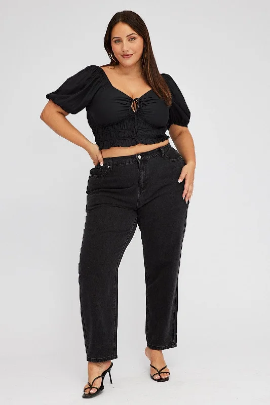 Light - wash women jeans for a fresh and summery appearanceBlack Mom Jeans High Rise