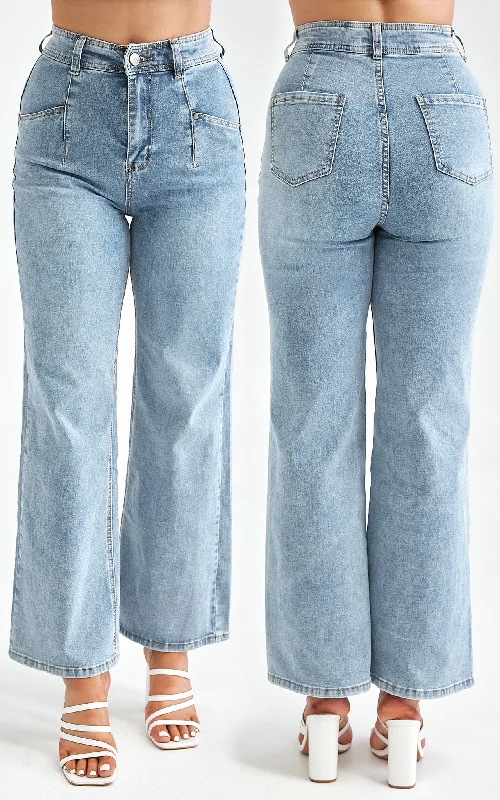 Jeggings women jeans combining the comfort of leggings and style of jeansCyrus Wide Leg Jeans - Blue Wash