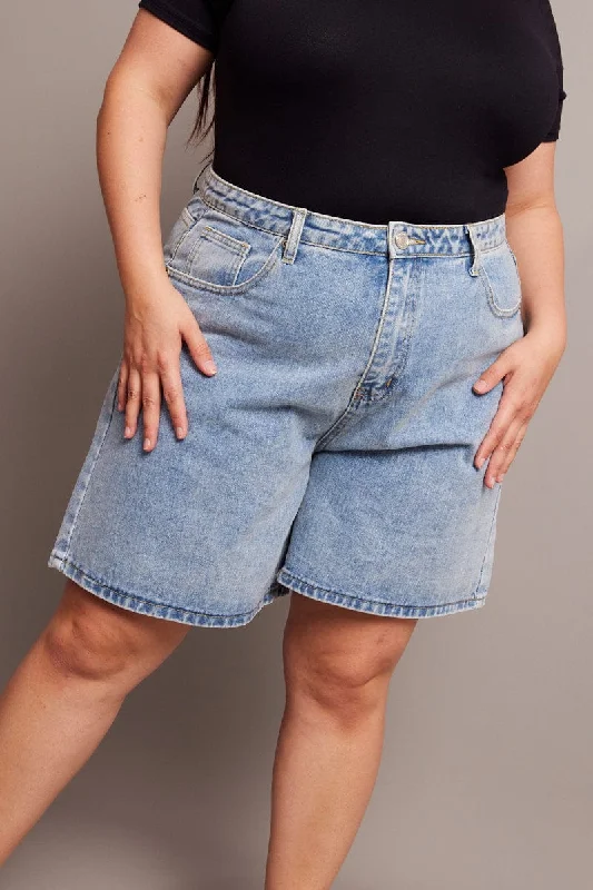 Ripped women jeans for a rebellious and fashion - forward styleDenim Dad Shorts High Rise