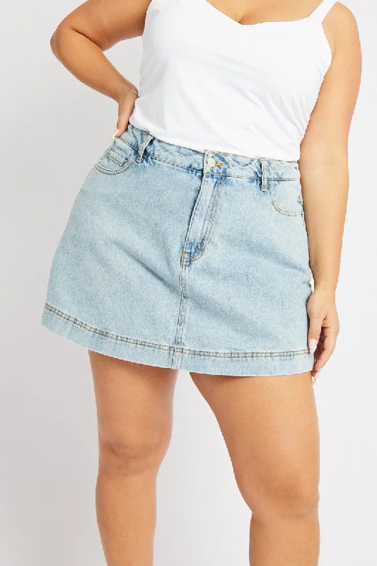 High - waisted women jeans for a flattering silhouetteDenim Relaxed Skort Skirt