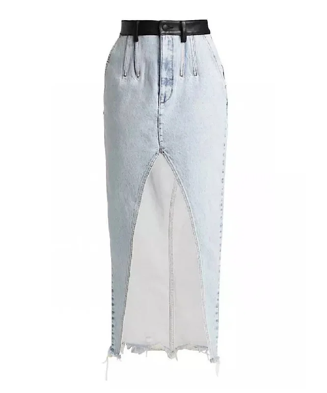 Plus - size women jeans for a comfortable and stylish fitHigh Middle Slit Denim Long Skirt