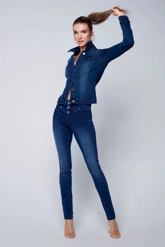 Cargo women jeans with multiple pockets for added functionalityMIA - Mid Rise Skinny - Tinted Dark Indigo Rinse