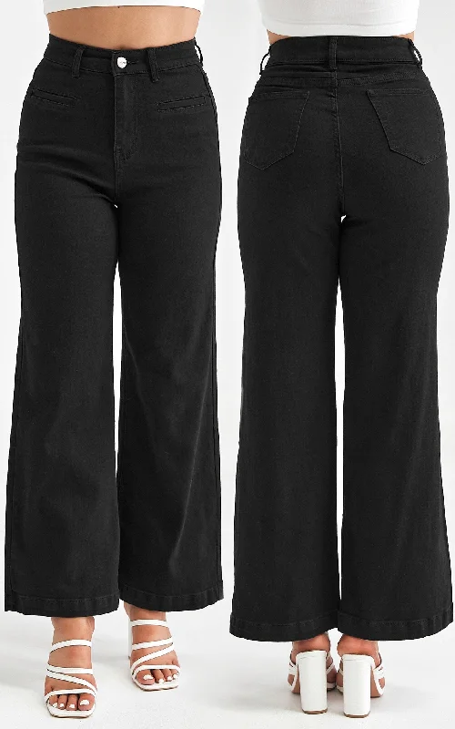 Light - wash women jeans for a fresh and summery appearanceRiverdale Wide Leg Jeans - Black