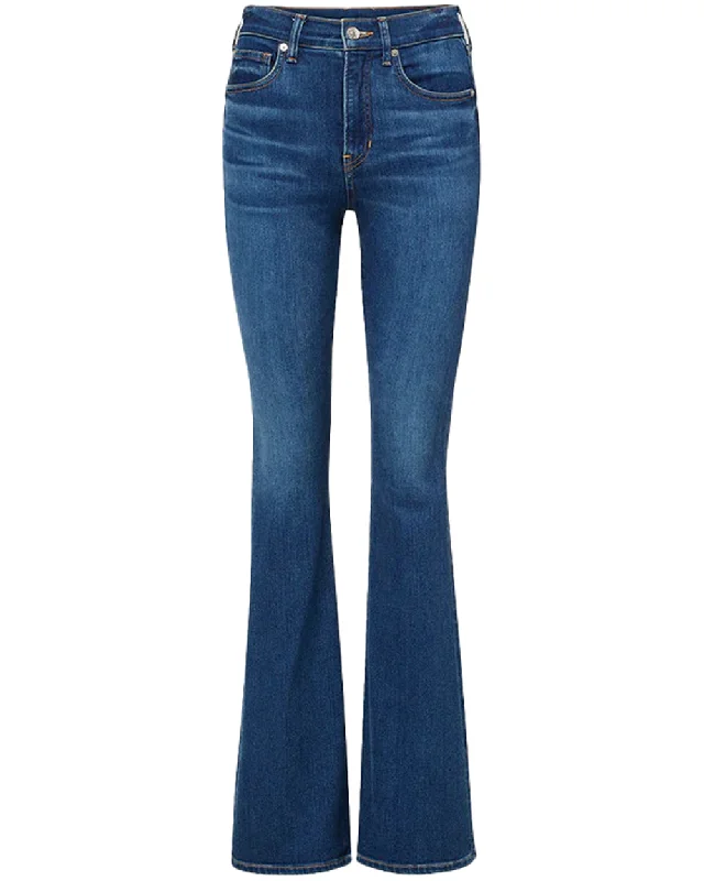 Acid - wash women jeans with a retro finishHigh Rise Beverly Skinny Flare Jean in Bright Blue