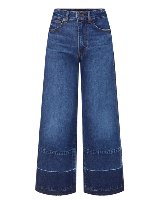 Distressed women jeans for a trendy and edgy lookBright Blue Taylor Cropped High Rise Wide Leg Jean