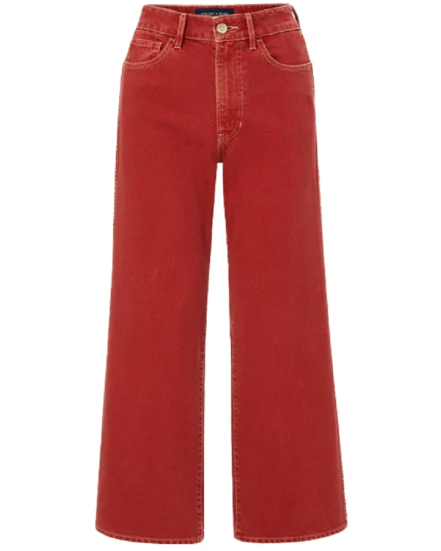 High - waisted women jeans for a flattering silhouetteHigh Rise Taylor Wide Leg Crop Jean in Brick Red