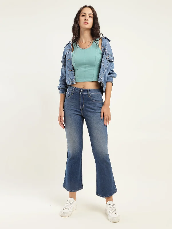 Mom jeans for a nostalgic and casual lookWomen's High Rise 726 Slim Flare Fit Indigo Jeans