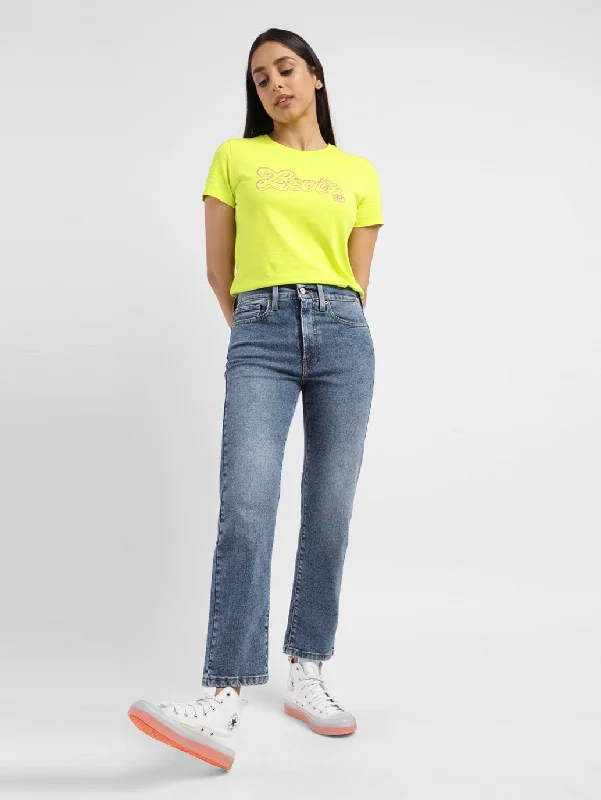 Colored women jeans in vibrant hues like red and yellowWomen's Mid Rise Wedgie Straight Fit Jeans