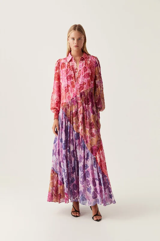 Ruffled Women Dress with Multiple Layers for a Playful and Girly StyleCollisions Smock Maxi Dress