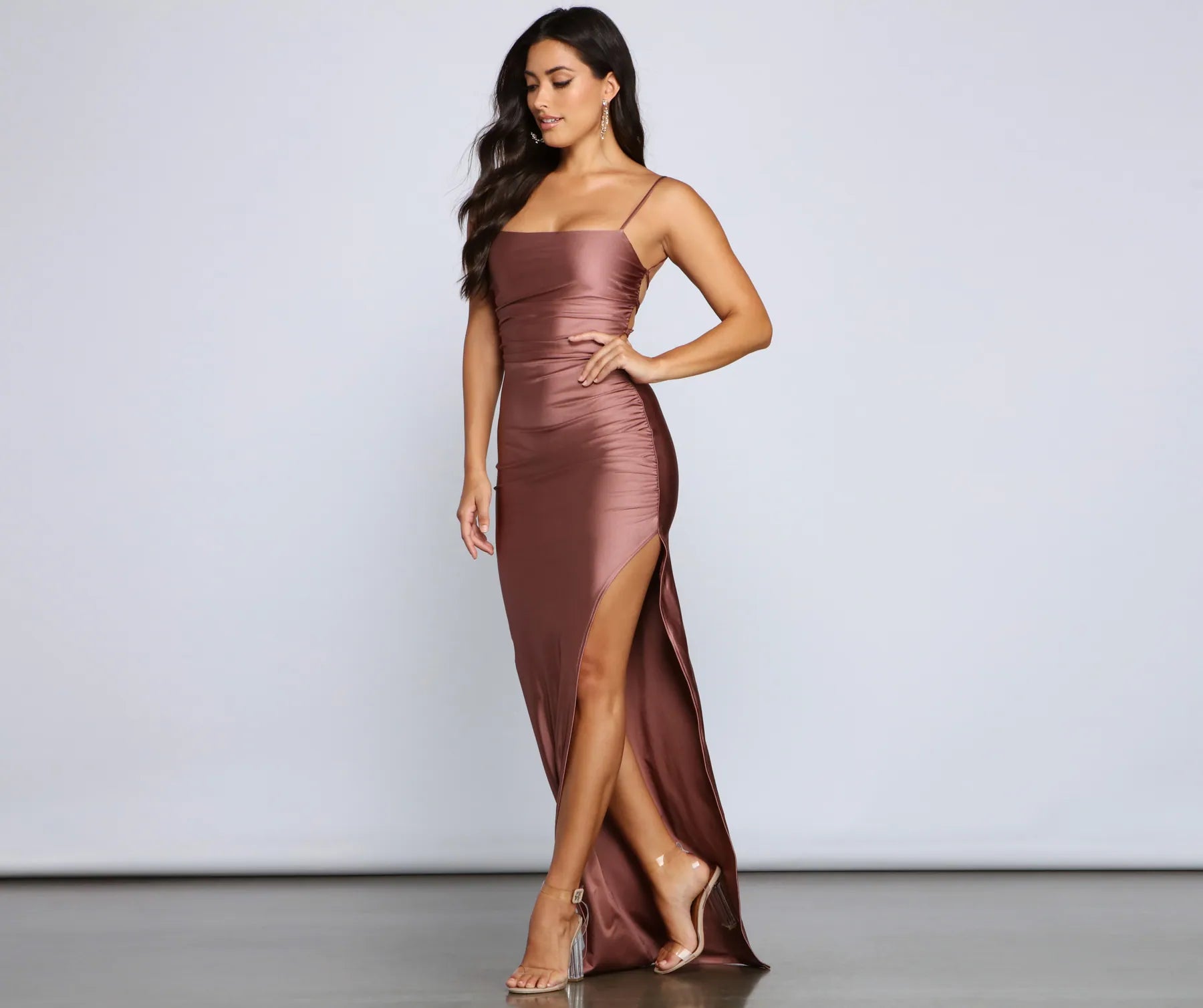 Long - Sleeve Women Dress in Velvet for a Luxurious Winter LookElla Strappy Back High-Slit Dress