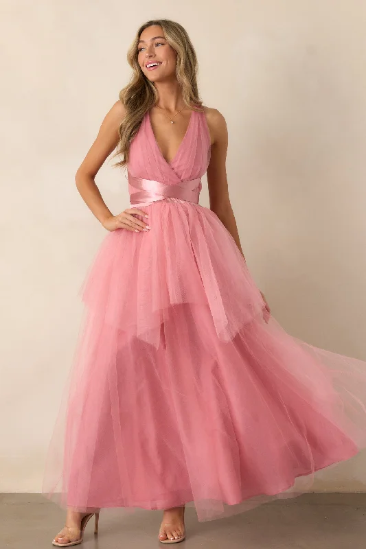 Ruffled Women Dress with Multiple Layers for a Playful and Girly StyleGraceful Movements Rose Maxi Dress