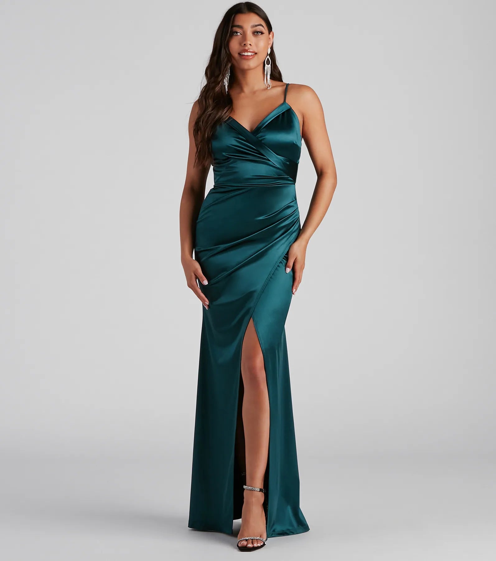 Mini Women Dress with a Short Hem for a Young and Trendy StyleKimia Formal Satin Wrap Gown