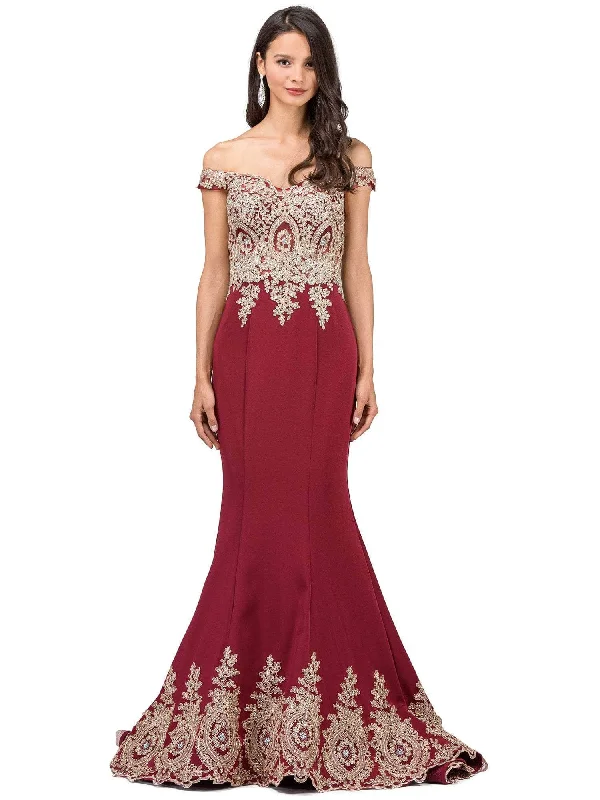 Sheath Women Dress with a Tailored Fit for a Professional LookDancing Queen 9946 - Off Shoulder Embellished Evening Gown