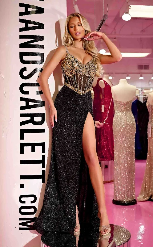 Little Black Women Dress with Sequins for a Glamorous Night OutPortia and Scarlett PS24872C Dress