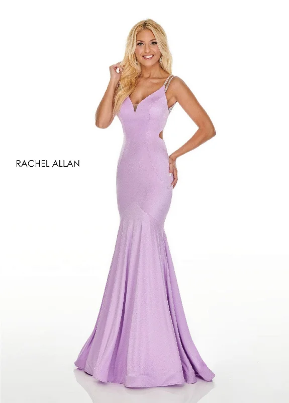 Strapless Women Dress with a Built - in Bra for Comfort and SupportRachel Allan 7042 - Dual Straps Trumpet Evening Gown