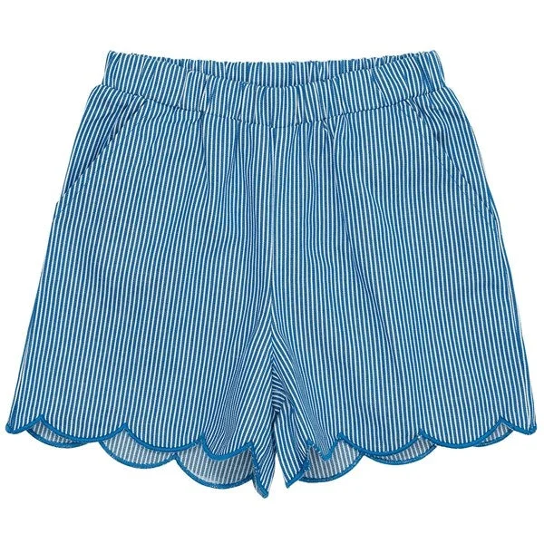 Linen Women Shorts for Breathable Comfort in Hot WeatherCopenhagen Colors Sharp Blue Stripe Shorts w. Deco