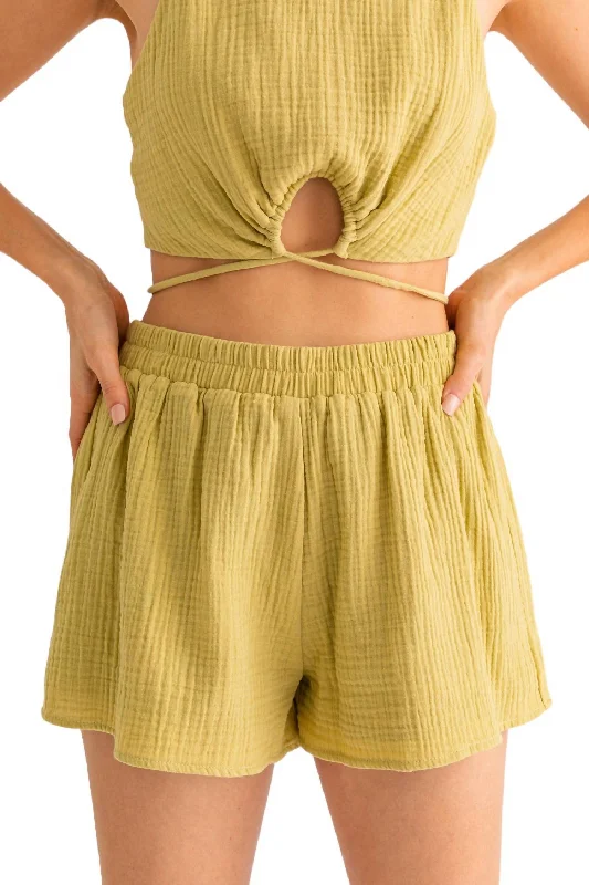 Stretchable Women Shorts for Maximum MobilityFlowy Shorts In Kiwi