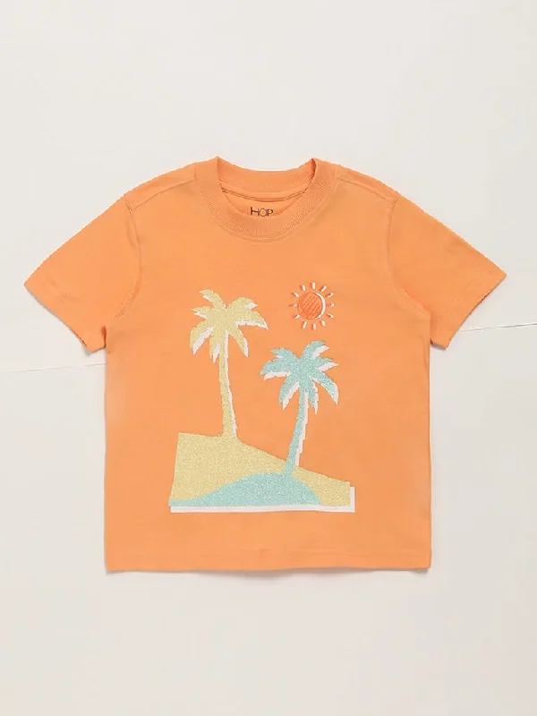 Belted Women Shorts to Enhance the WaistlineHOP Kids Orange Tropical Sunset T-Shirt