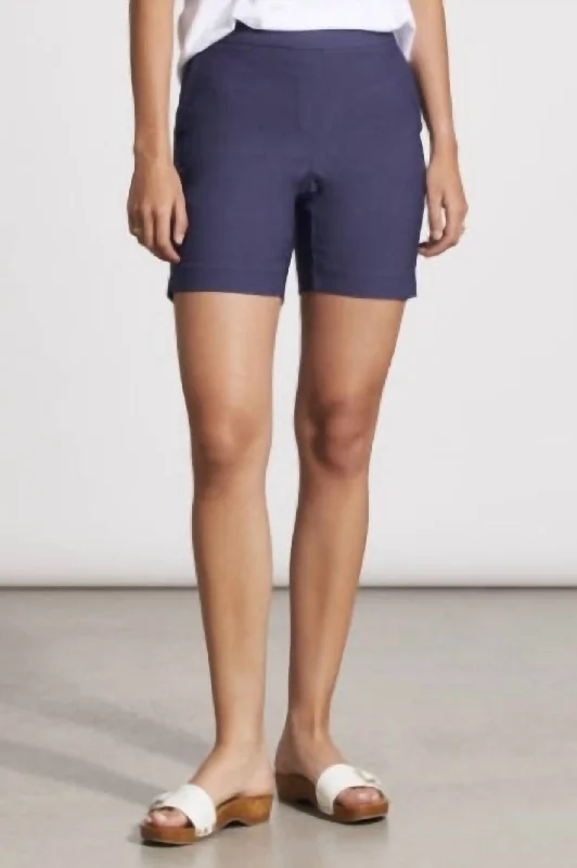 Tie - Waist Women Shorts for a Customizable FitPull On Short With Back Pockets In Jet Blue