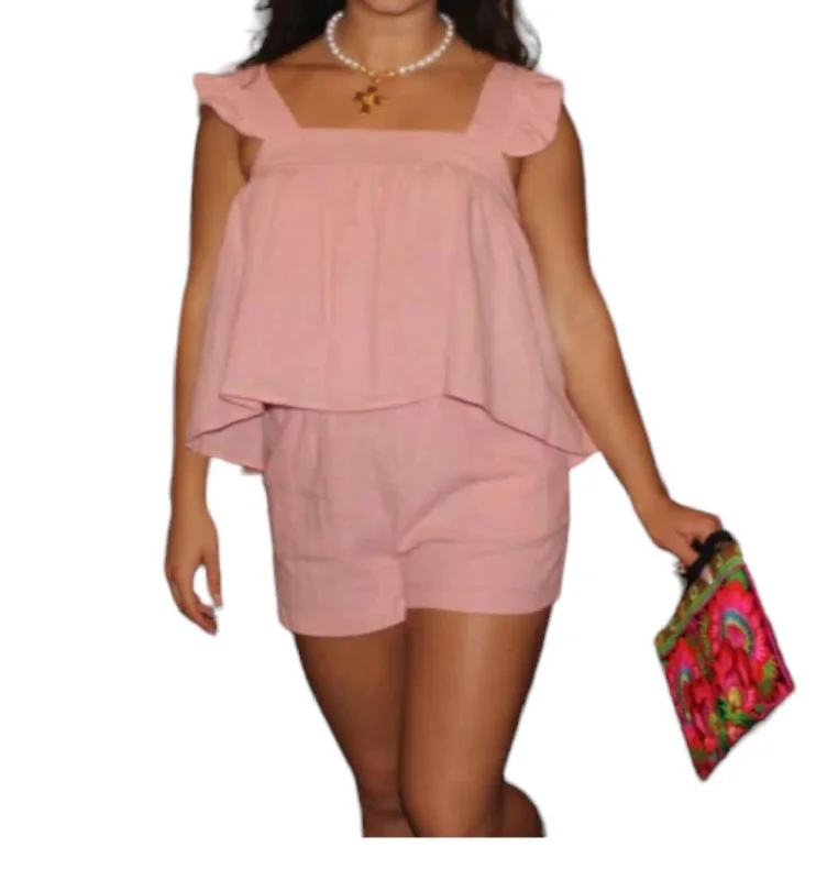 Linen Women Shorts for Breathable Comfort in Hot WeatherStella Solid Gauze Shorts In Light Pink