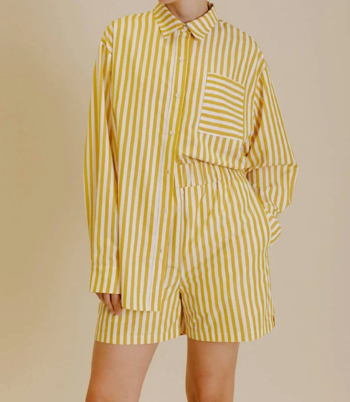 High - Waisted Women Shorts for a Retro and Flattering LookStriped Shorts In Yellow