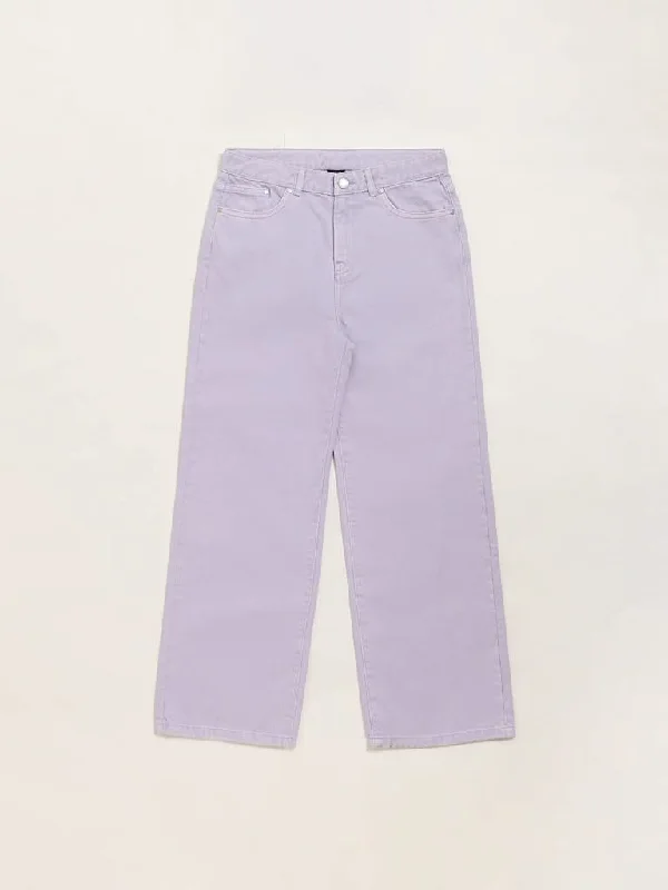 Printed Animal Print Women Shorts for a Wild and Stylish AppearanceY&F Kids Lilac Relaxed - Fit Mid Rise Jeans