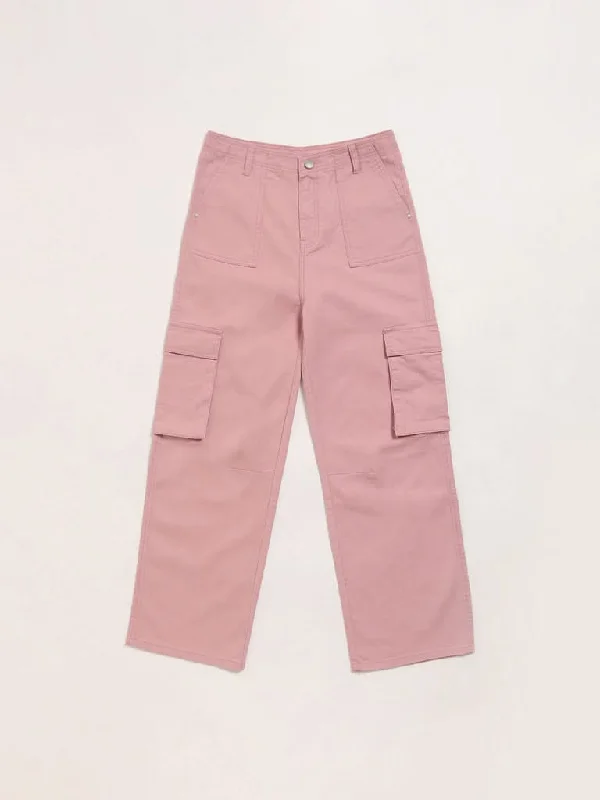 Tie - Waist Women Shorts for a Customizable FitY&F Kids Pink Cargo Trousers