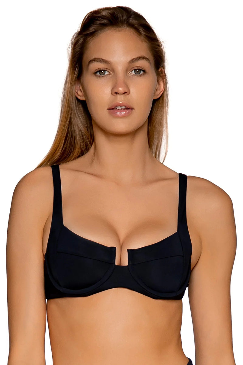 Push - up bikini top to enhance the bust for a confident beach appearanceSUNSETS JULIETTE UNDERWIRE BRA TOP